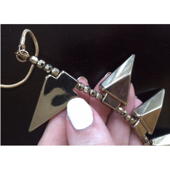 BOHO Pyramid Arrow Bib Anthropologie Gold Necklace - Picture 3 of 5
